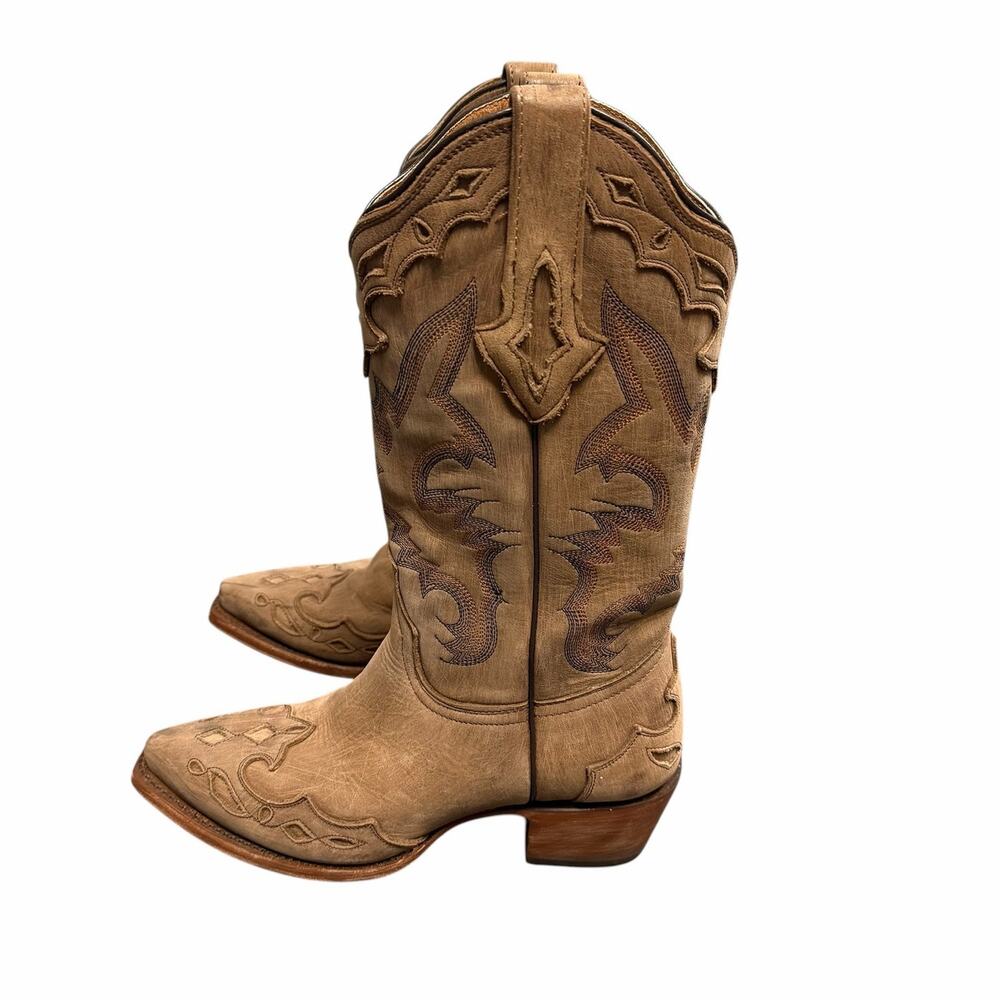Resistol Ranch Light Brown Leather Block Heel Western Boots Womens Size 6